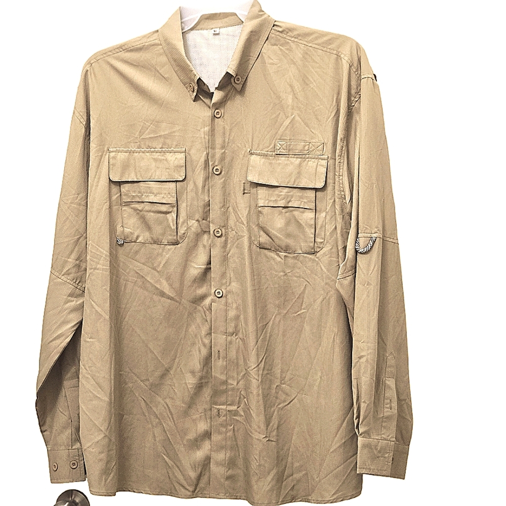 ''M25455 NNT Anteef Camel Button Down Long Sleeve Shirt. Front Breast Poc…
